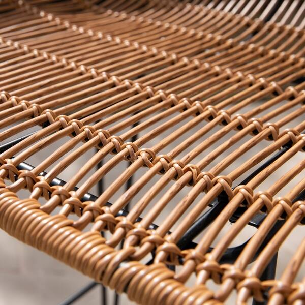 Havenside Home Leandro Contemporary Natural/Black Faux Rattan/Iron