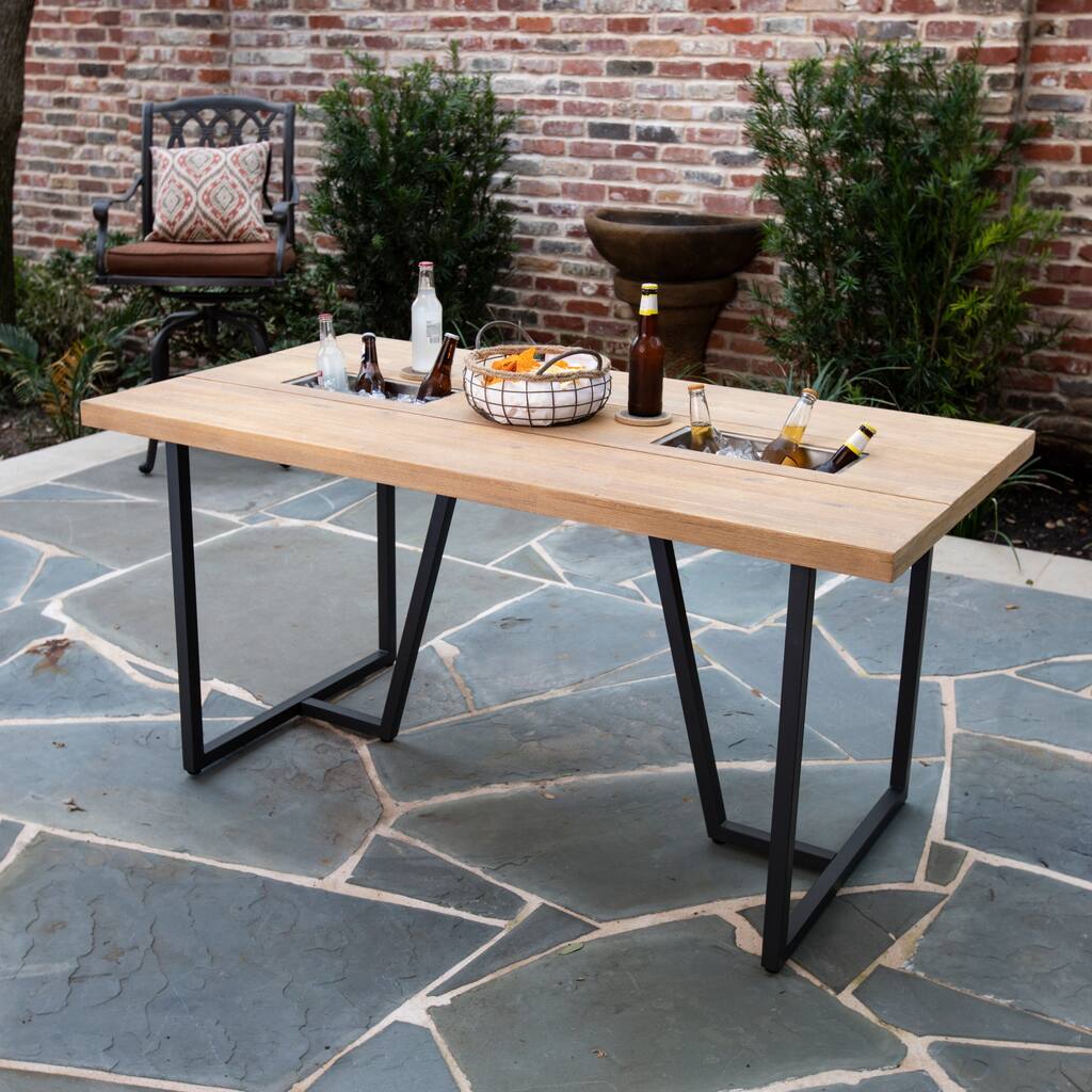 Kinwest Contemporary Natural/ Gray Wood Outdoor Dining Table by Havenside Home