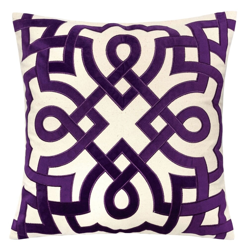 Homey Cozy Embroidery Throw Pillow Cover Purple Series Large Cushion Case 20x20" 