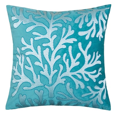 Vinemaple Coastal Velvet Sea Life Accent Pillows (Set of 2) by Porch & Den