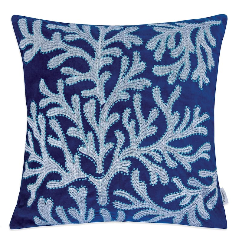 Vinemaple Coastal Velvet Sea Life Accent Pillows (Set of 2) by Porch & Den