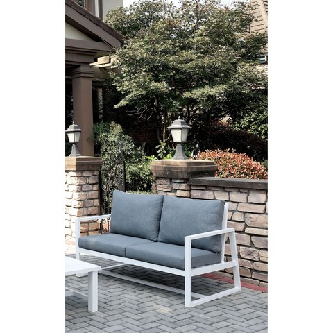Furniture of America Calpella Metal Patio Loveseat with Cushions
