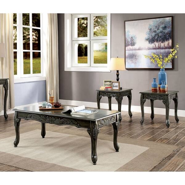 slide 2 of 4, Regency Traditional Grey 48-inch Wood 3-Piece Accent Table Set by Furniture of America