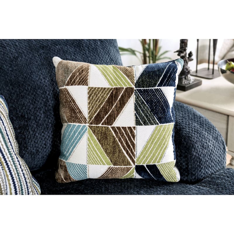 Lanchkhuti Contemporary Navy Chenille Nailhead T-Cushion Loveseat by Copper Grove