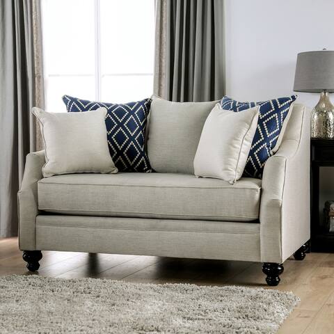 Furniture of America Melansyn Farmhouse Cushioned Loveseat with Pillows