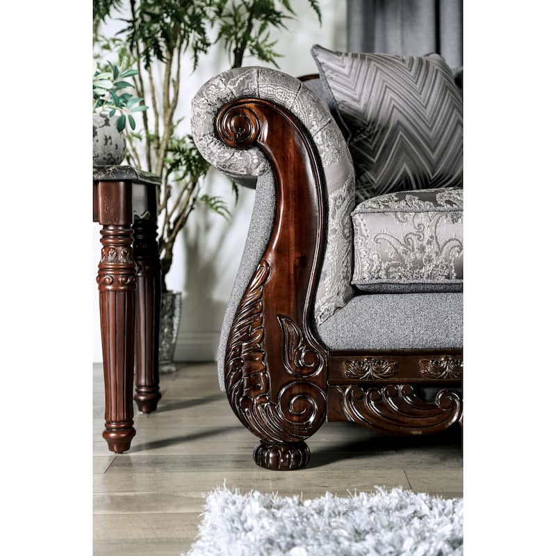Dikic Traditional Chenille Upholstered Sofa by Furniture of America