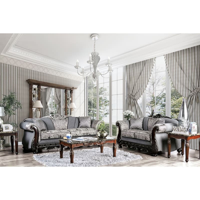 Dikic Traditional Chenille Upholstered Sofa by Furniture of America
