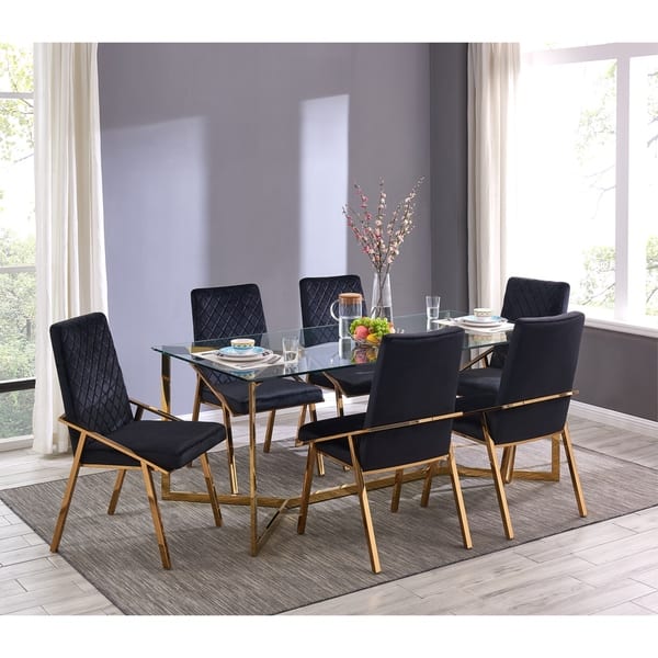 Campbell Gold 75 Inch Dining Table Overstock 27601575