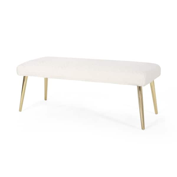 Shop Capernaum Patterned Faux Fur Bench By Christopher Knight Home Overstock 27601579 White Gold Finish