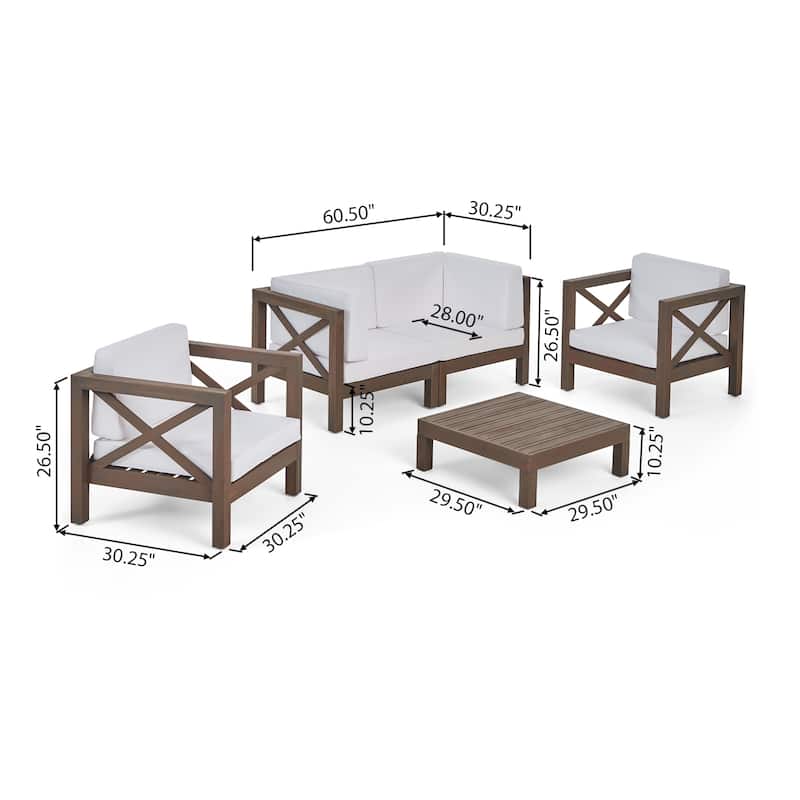 Brava Outdoor Acacia Wood 5-piece Chat Set by Christopher Knight Home