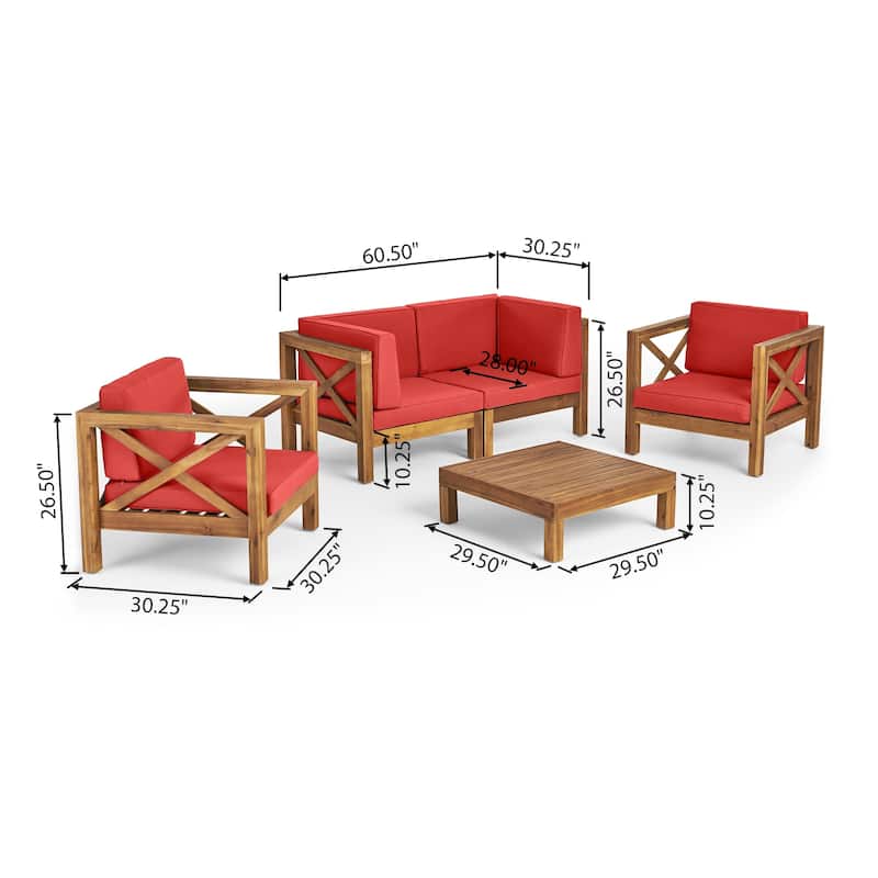 Brava Outdoor Acacia Wood 5-piece Chat Set by Christopher Knight Home
