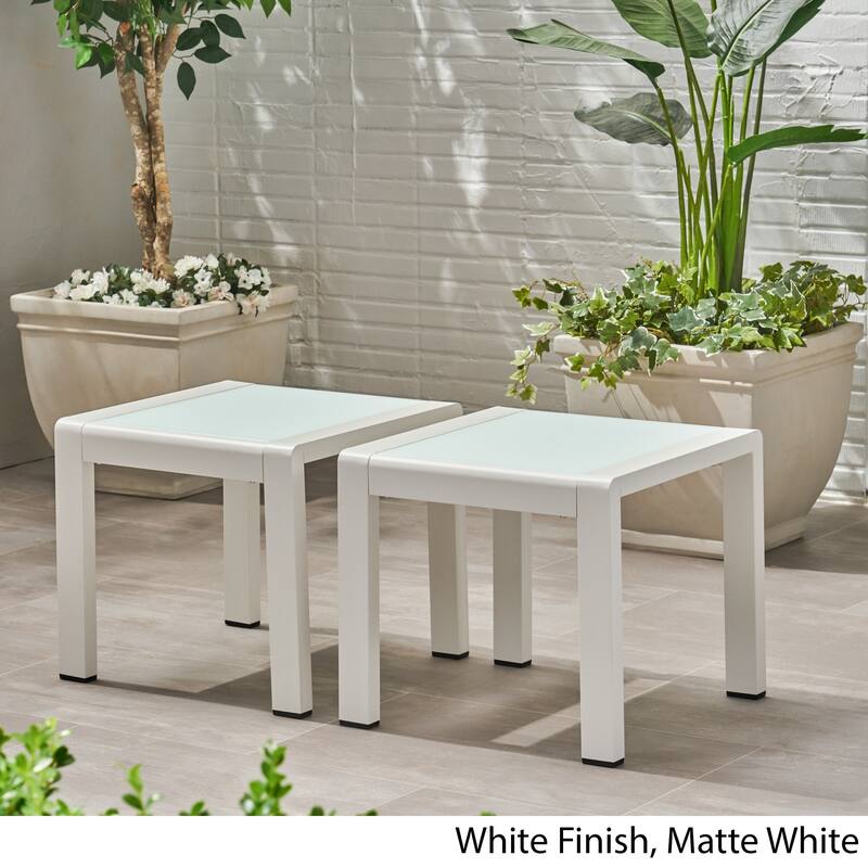 Cape Coral Outdoor Aluminum Side Table (Set of 2) by Christopher Knight Home