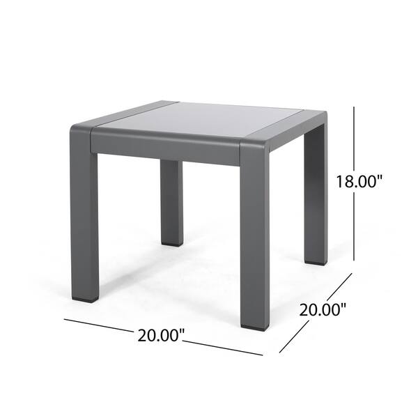 dimension image slide 2 of 3, Cape Coral Outdoor Aluminum Side Table (Set of 2) by Christopher Knight Home