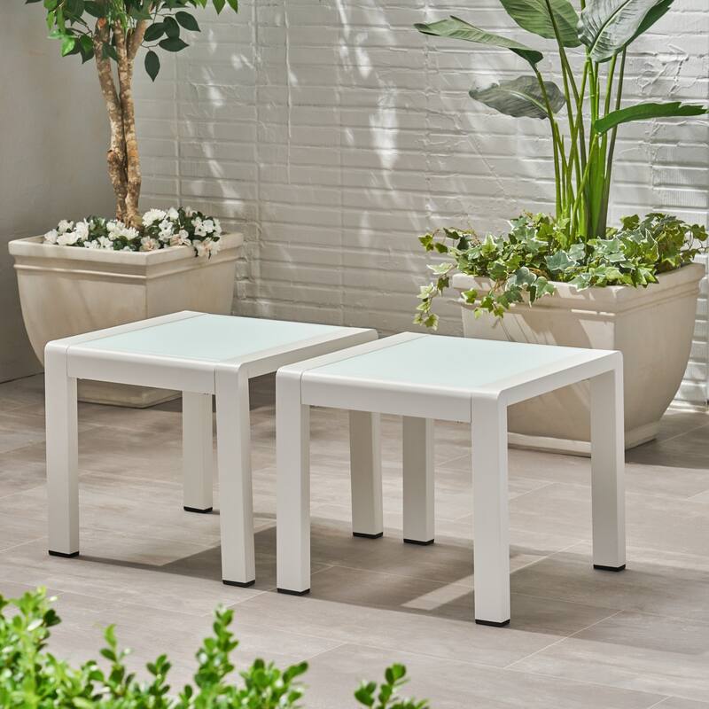 Cape Coral Outdoor Aluminum Side Table (Set of 2) by Christopher Knight Home