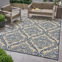 Anita Boho Denim and Wool Scatter Rug by Christopher Knight Home - Blue