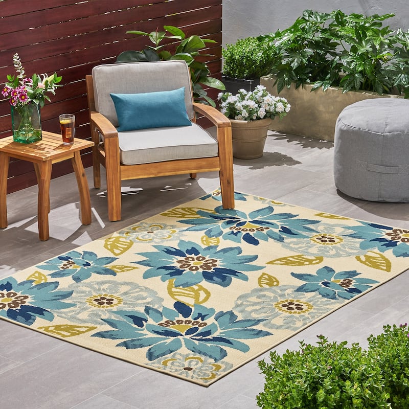 Wildwood Outdoor Floral Area Rug by Christopher Knight Home - 5'3" x 7'