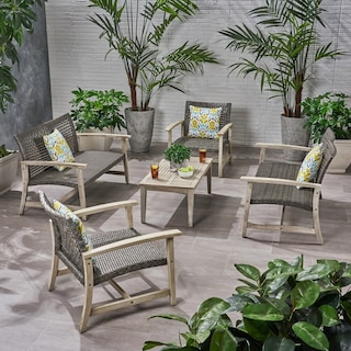 Hampton Wicker/ Acacia Wood Outdoor 5-piece Chat Set by Christopher Knight Home