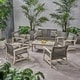 preview thumbnail 8 of 15, Hampton Wood and Wicker 6-piece Outdoor Chat Set by Christopher Knight Home Mixed Black, Light Gray Washed Finish