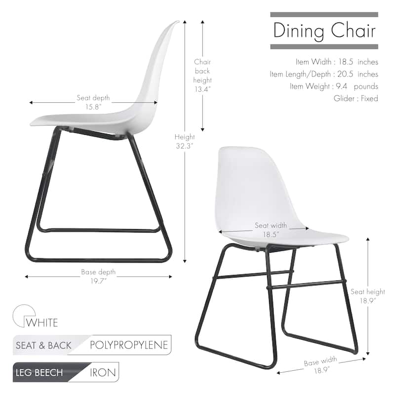 Porthos Home Alivia Modern Armless Dining Chairs w/ Iron Legs (Set of 2)