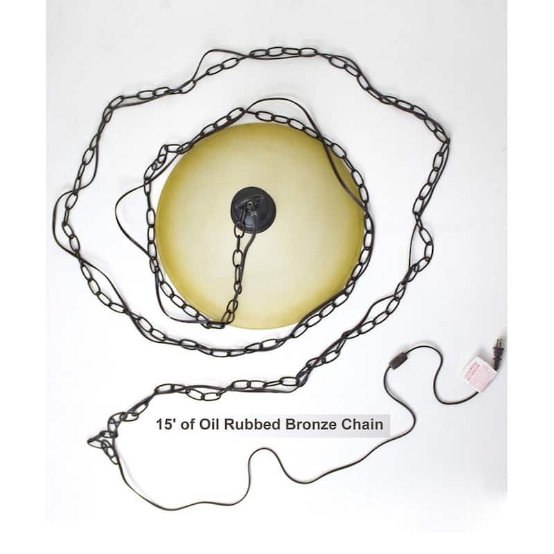 Plug in Swag Pendant Light Oil Rubbed Bronze 16" Glass Shade