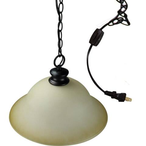 Plug in Swag Pendant Light Oil Rubbed Bronze 16" Glass Shade