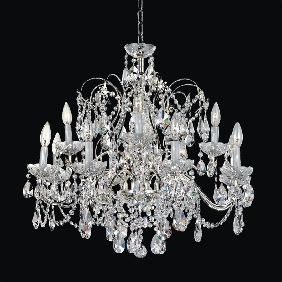 12 Light Polished Chrome Frame and Crystal Traditional Chandelier | Crown Jewwl 537 (Crown Jewwl 537) - Chandeliers For Bedrooms by Overstock.com