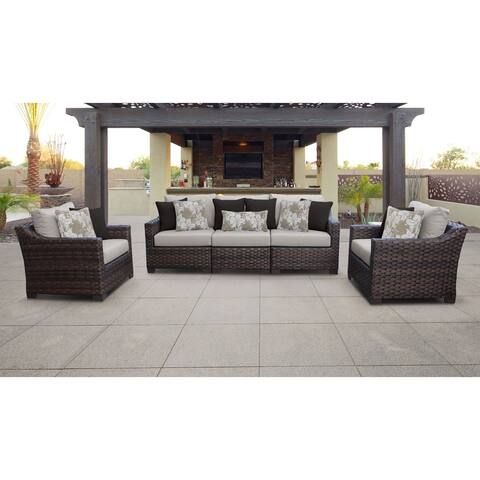 kathy ireland River Brook 6 Piece Outdoor Wicker Patio Furniture Set 06r