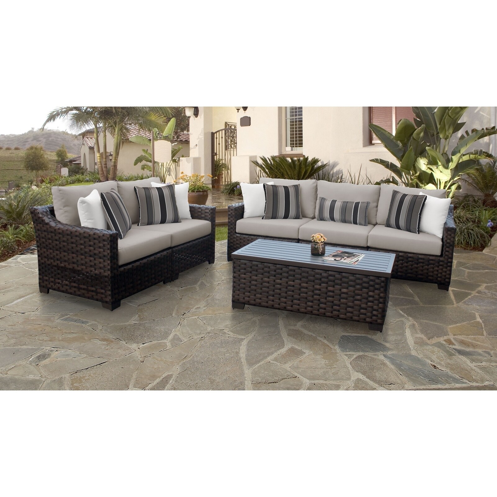 Kathy ireland river brook 6 online piece wicker patio furniture set 06v