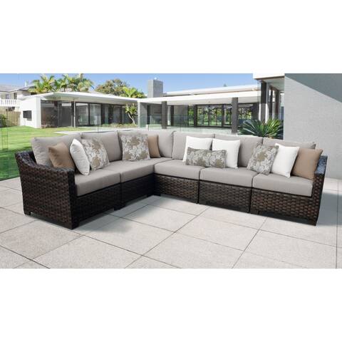 kathy ireland River Brook 6 Piece Outdoor Wicker Patio Furniture Set 06v