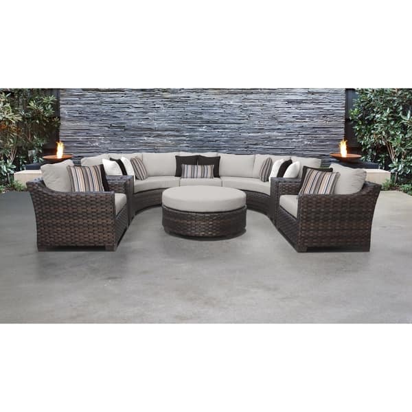 Shop Kathy Ireland River Brook 8 Piece Outdoor Wicker Patio