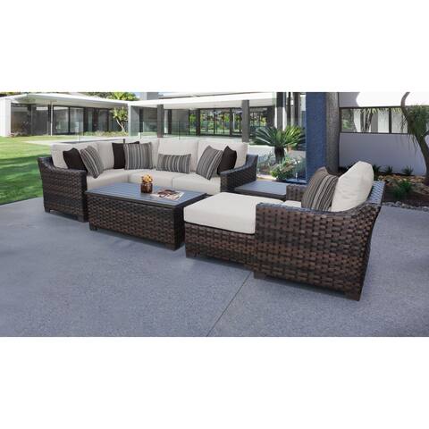 kathy ireland River Brook 8 Piece Outdoor Wicker Patio Furniture Set 08n