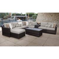 kathy ireland River Brook 10 Piece Outdoor Wicker Patio Furniture Set 10b