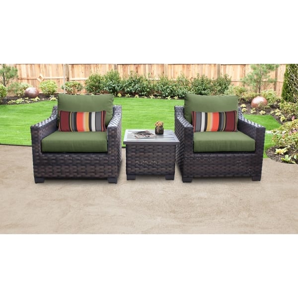 Shop Kathy Ireland River Brook 3 Piece Outdoor Wicker Patio