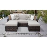 kathy ireland River Brook 5 Piece Outdoor Wicker Patio Furniture Set 05e