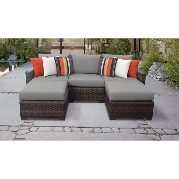Kathy Ireland River Brook 5 Piece Outdoor Wicker Patio Furniture Set 05e Overstock 27615224