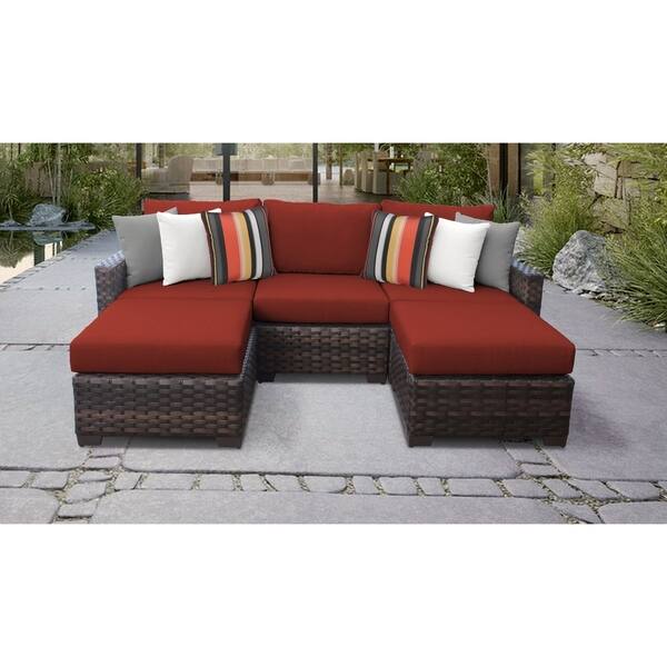 Kathy Ireland River Brook 5 Piece Outdoor Wicker Patio Outdoor Wicker Patio