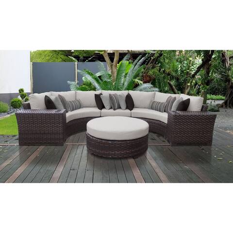 kathy ireland River Brook 6 Piece Outdoor Wicker Patio Furniture Set 06c