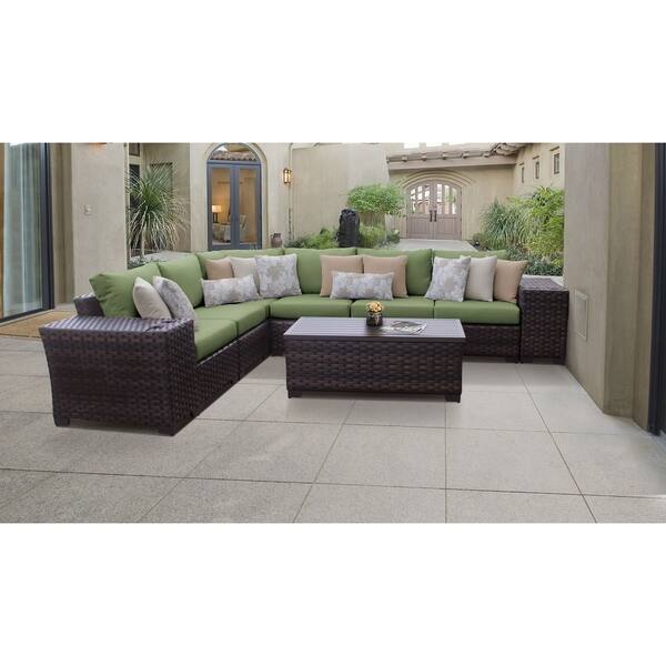 Kathy Ireland River Brook 9 Pc Outdoor Wicker Patio Set Overstock 27615233