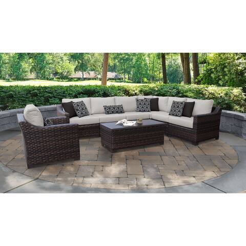 kathy ireland River Brook 8 Piece Outdoor Wicker Patio Furniture Set 08d