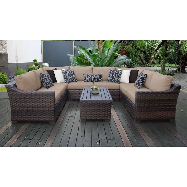 Shop Kathy Ireland River Brook 9 Piece Outdoor Wicker Patio