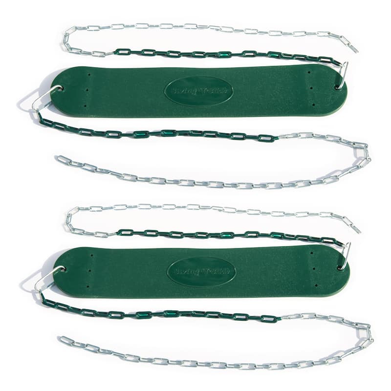 Swing-N-Slide Swing Seats with Chains - Green (2-Pack) - 27" L x 5.5" W x 60" H - 27" L x 5.5" W x 60" H