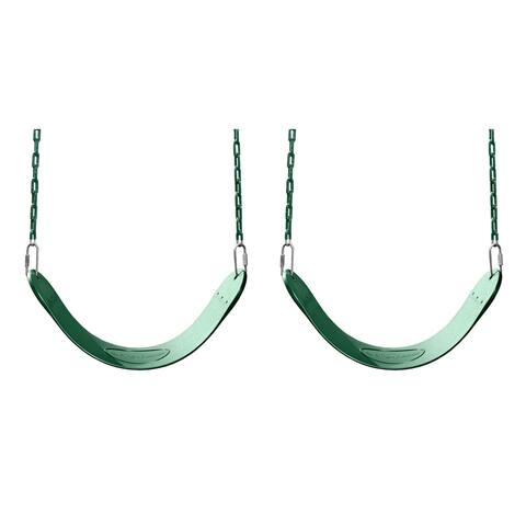 Swing-N-Slide Swing Seats with Chains - Green (2-Pack) - 27" L x 5.5" W x 60" H - 27" L x 5.5" W x 60" H