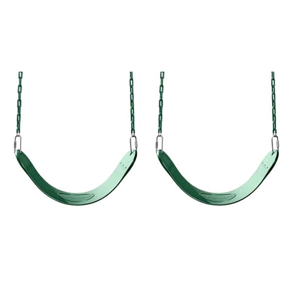 slide 2 of 7, Swing-N-Slide Swing Seats with Chains - Green (2-Pack) - 27" L x 5.5" W x 60" H - 27" L x 5.5" W x 60" H