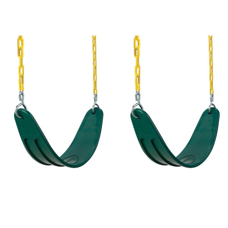Swing-N-Slide Extreme-Duty Swing Seats with Chains - Green (2-Pack) - 26" L x 6" W x .5" Thick - 26" L x 6" W x .5" Thick