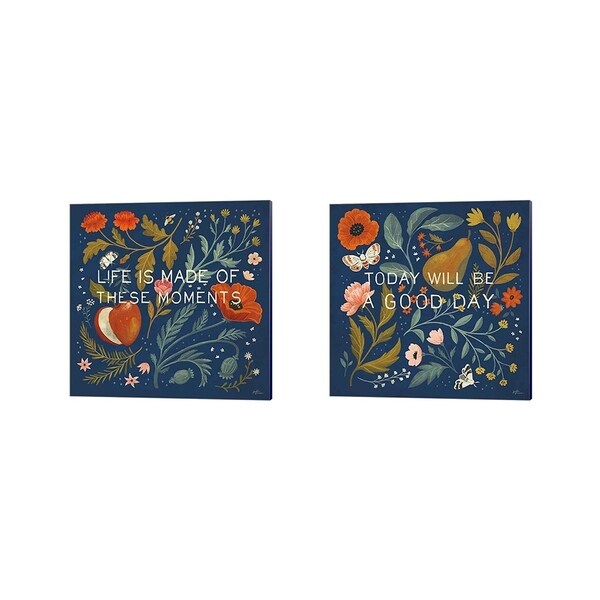 Janelle Penner 'Blue Botanical A' Canvas Art (Set of 2)