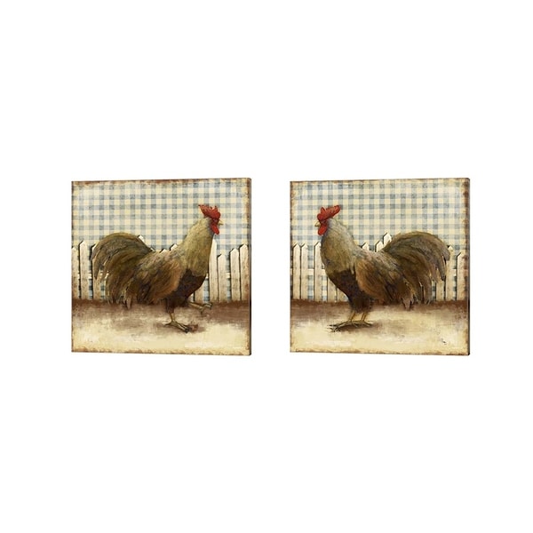 Dan Meneely 'Rooster on Damask' Canvas Art (Set of 2)