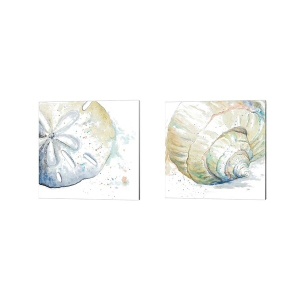 Patricia Pinto 'Water Sand Dollar & Conch' Canvas Art (Set of 2)