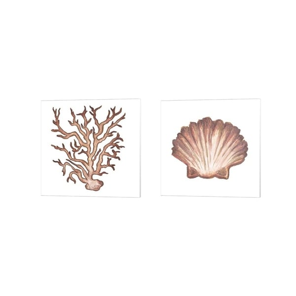 Elizabeth Medley 'Coastal Icon Coral B' Canvas Art (Set of 2)