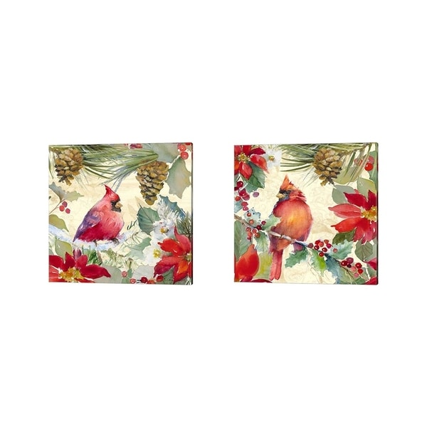 Lanie Loreth 'Cardinal and Pinecones' Canvas Art (Set of 2)