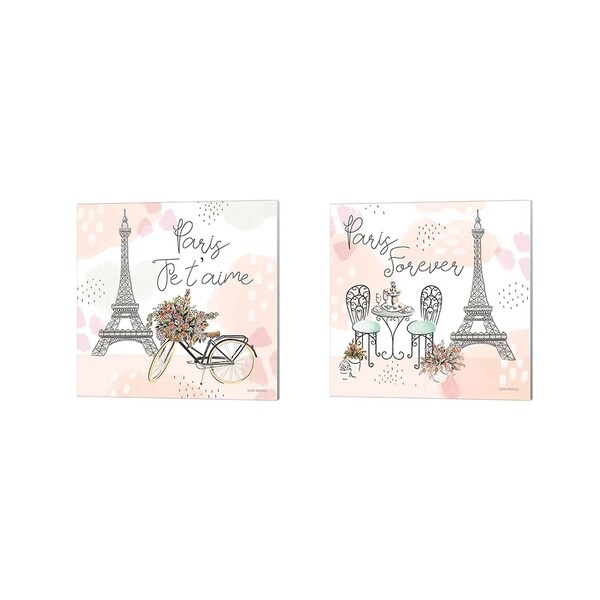 Laura Marshall 'Sweet Paris' Canvas Art (Set of 2)